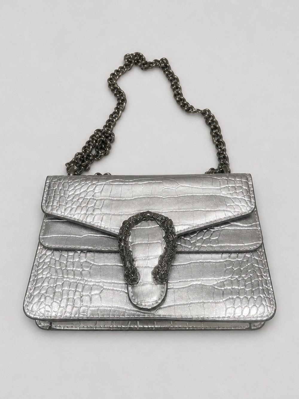 The Deepmeow Crossbody Snake/Croc Print
Chain Purse